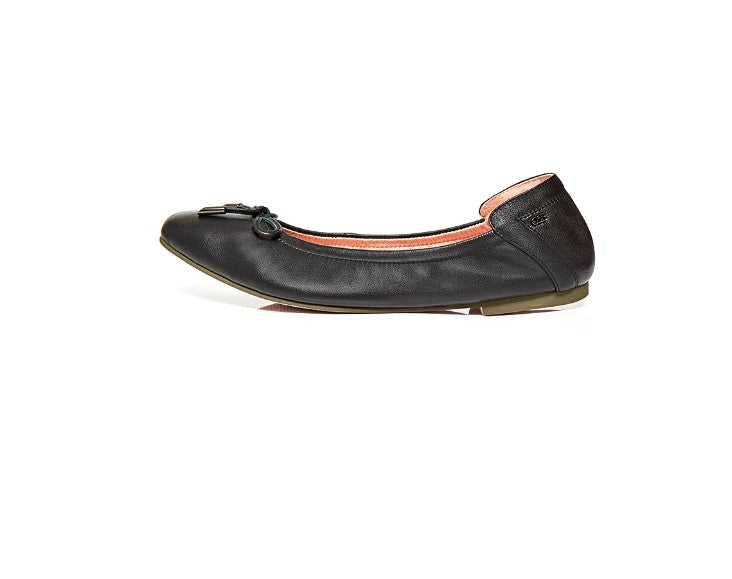 O&B Black Lambskin Leather Flat Shoes Audrey