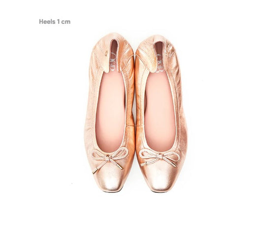 O&B Copper Pink Lambskin Leather Flat Shoes Audrey