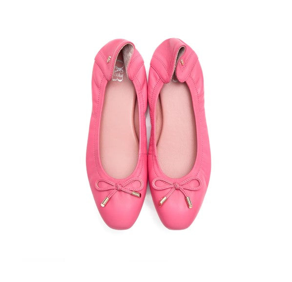 O&B Pixie Pink Lambskin Leather Flat Shoes Audrey