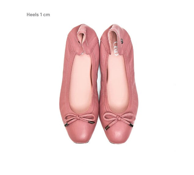 O&B Rose Tea Lambskin Leather Flat Shoes Audrey